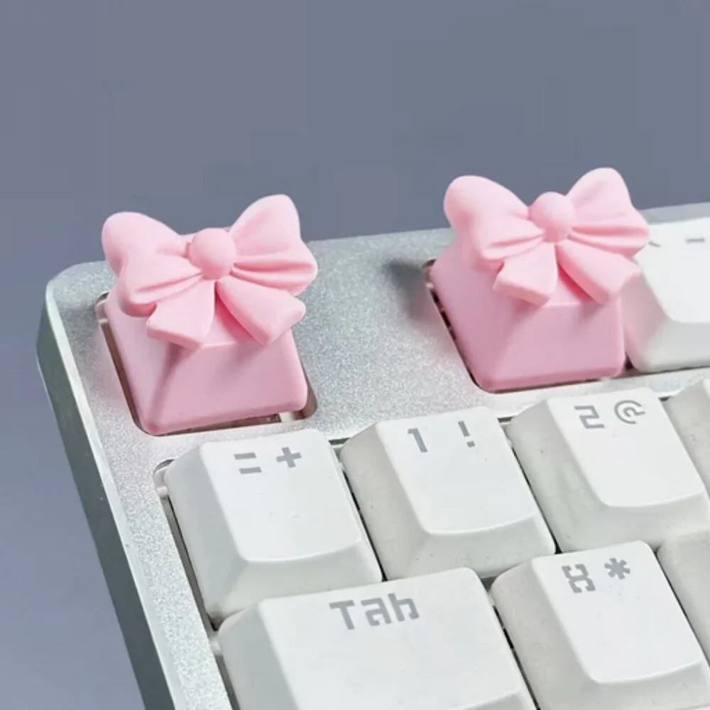 Cute Pink Ribbon Bow Kawaii Artisan Keycap for OEM Mechanical Keyboard